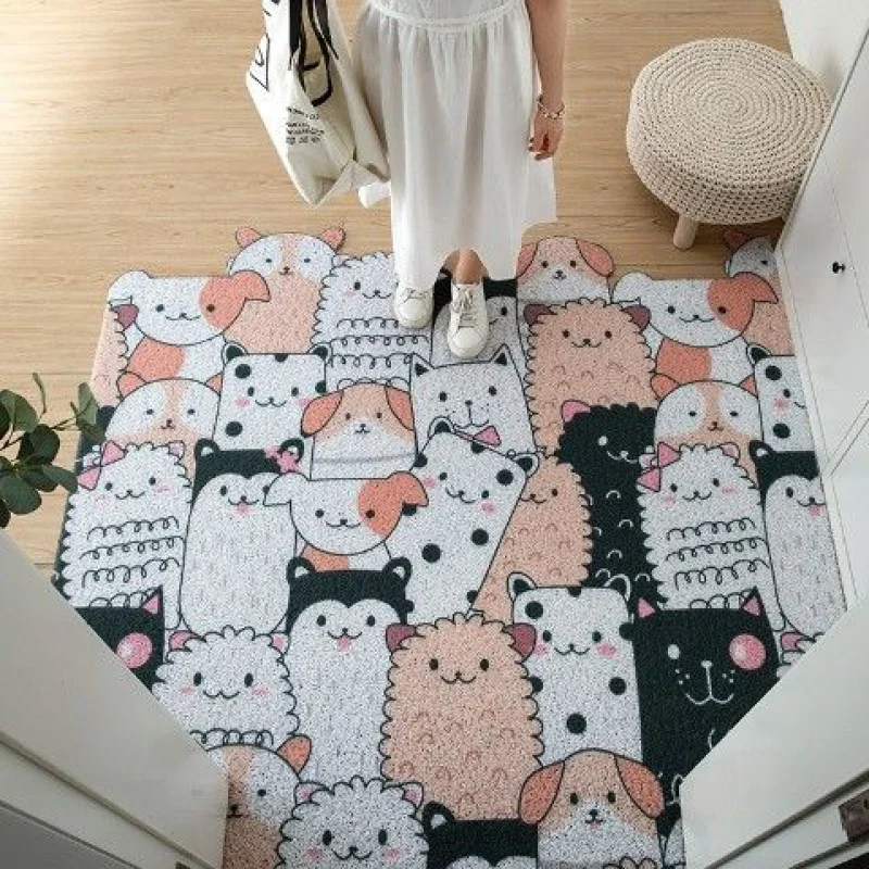 Durable Doormat Anti-Slip Absorbent Rugs Dirt-Resistant Low-Profile Inside Floor Door Mat Resist Dirt Entrance Rugs Cute Cats