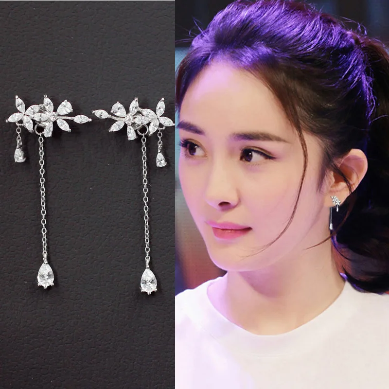 New Hot Fashion 925 Sterling Silver Flower Earrings for Women Girls Gift Fashion Statement Jewelry korean earrings