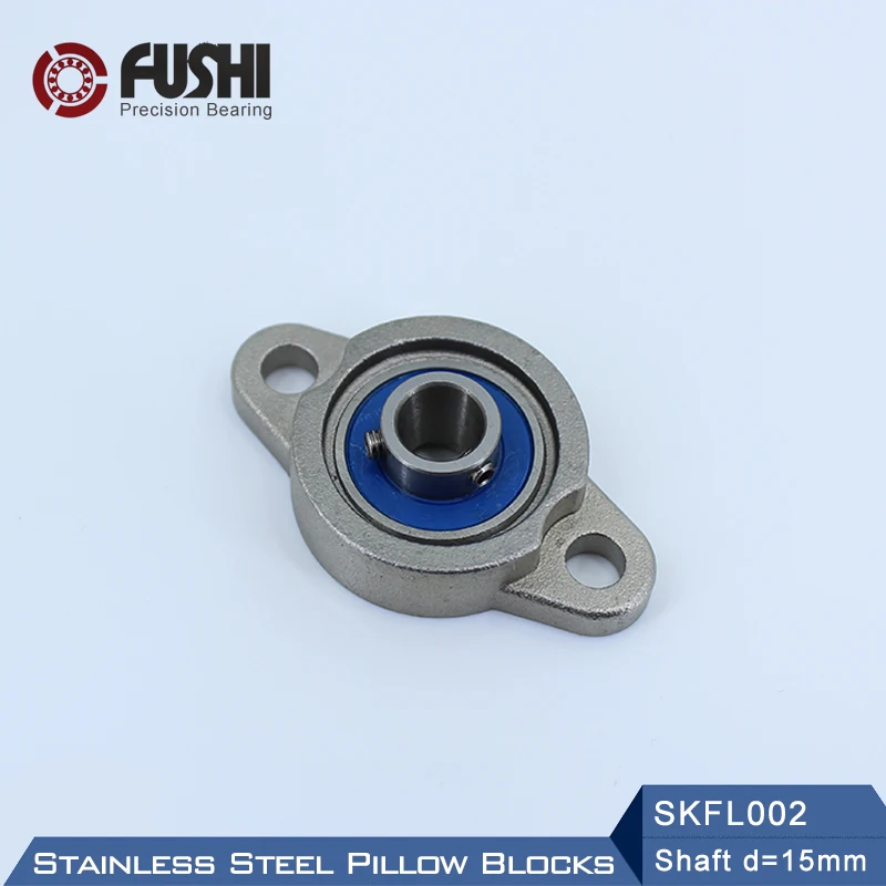 SKFL002 베어링 샤프트 15mm ( 1 Pc ) SSKFL002 스테인레스 스틸 베개 블록 S KFL002 15mm 베어링