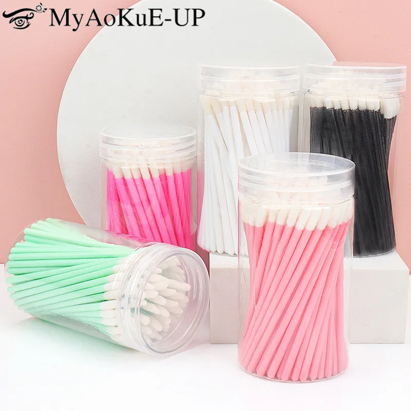 100pcs/Box Disposable Lip Brush Soft Lipstick Mascara Wands Applicators Eyelash Clean Cosmetic Brushes Women Make Up Tools