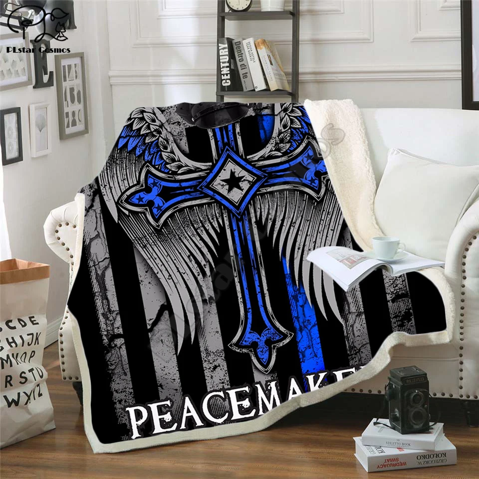 Blue Faith Fleece Blanket Plush 3d Printed for Adults Sofa Sherpa Fleece Bedspread Wrap Throw Blanket black/green