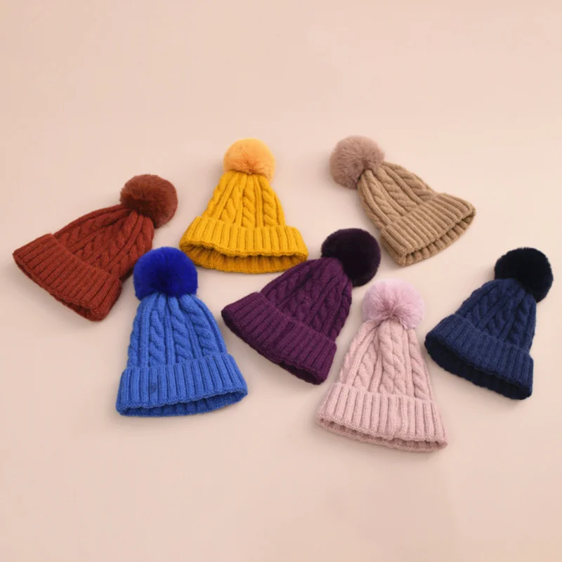 Ladies winter detachable female beanie hat thick warm winter hat for women new design knitted beanie hat pompon  beanie bonnets