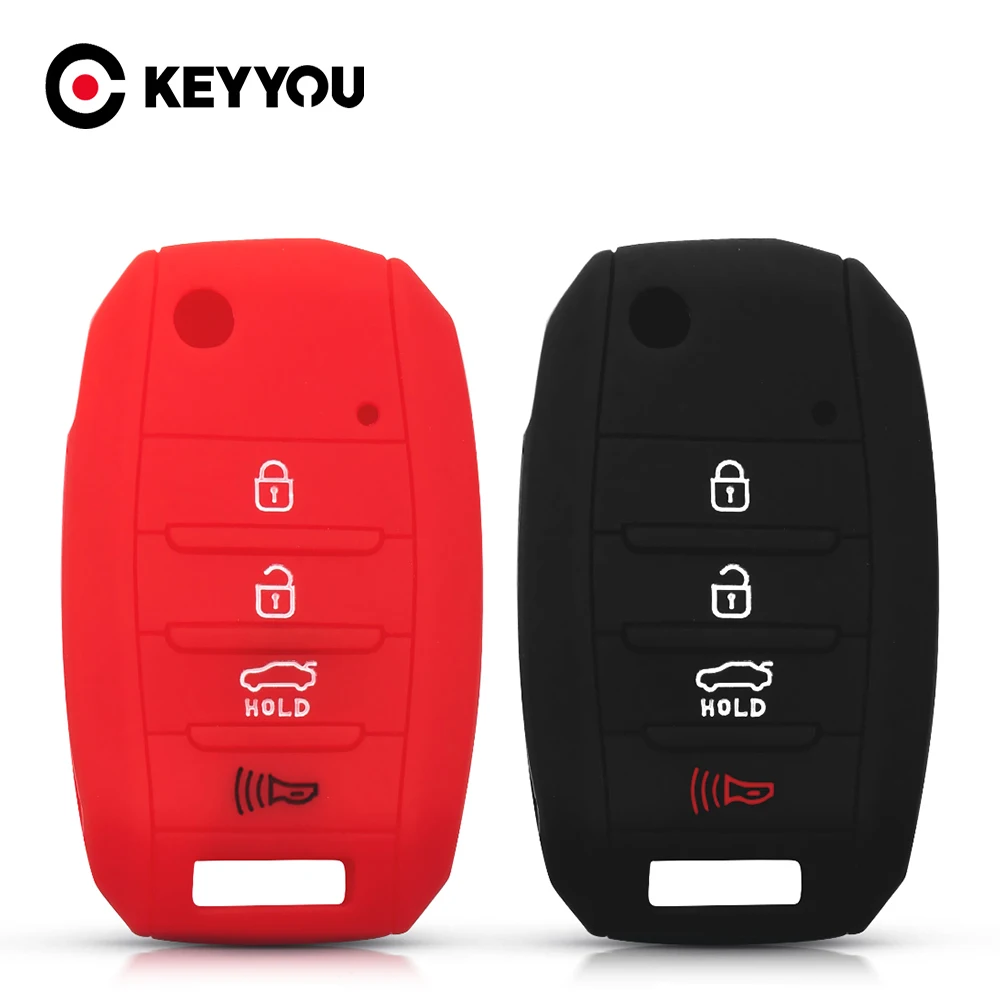 KEYYOU Folding Car Remote Silicone Key Case Cover Fob 4 Buttons Flip For KIA Rio Sportage 2016 Ceed Sorento Cerato K2 K3 K4 K5