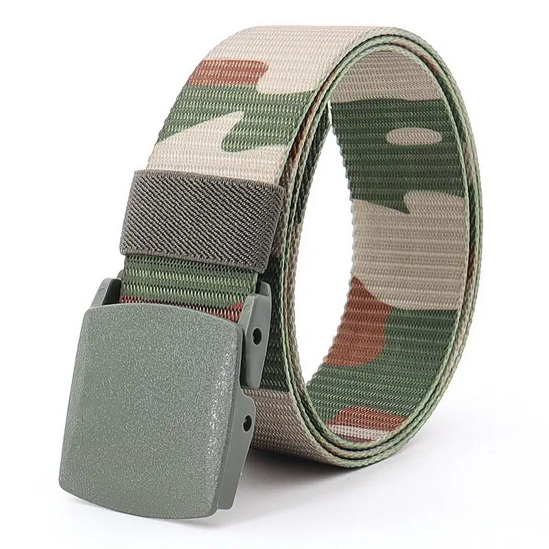 Mens POM Buckle Quick Drying Belts Fashion Camouflage Strap Nylon Army Military Outdoor Tactical Waist Cinto Sport Leisure 3.8cm