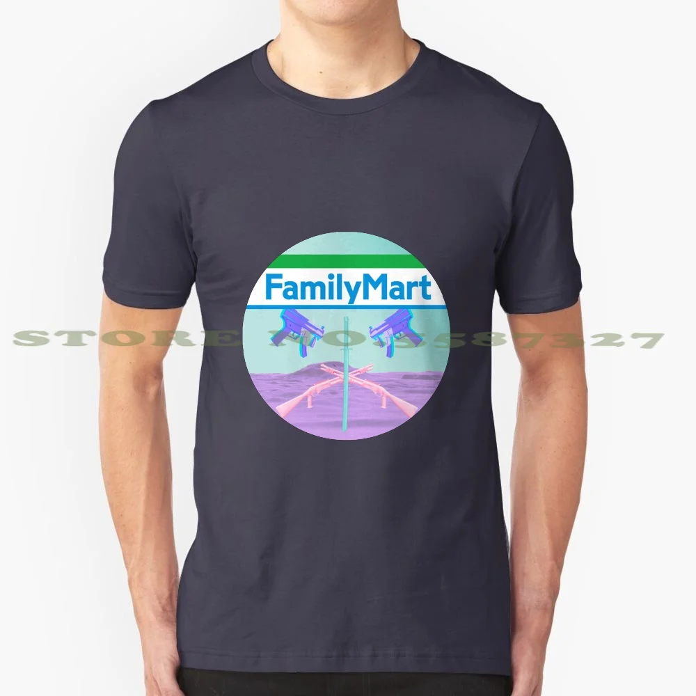 Familymart Black White Tshirt For Men Women Family Mart Familymart Shop Aesthetic Guns Gun Sword Bladee Pink Purple Blue Lean