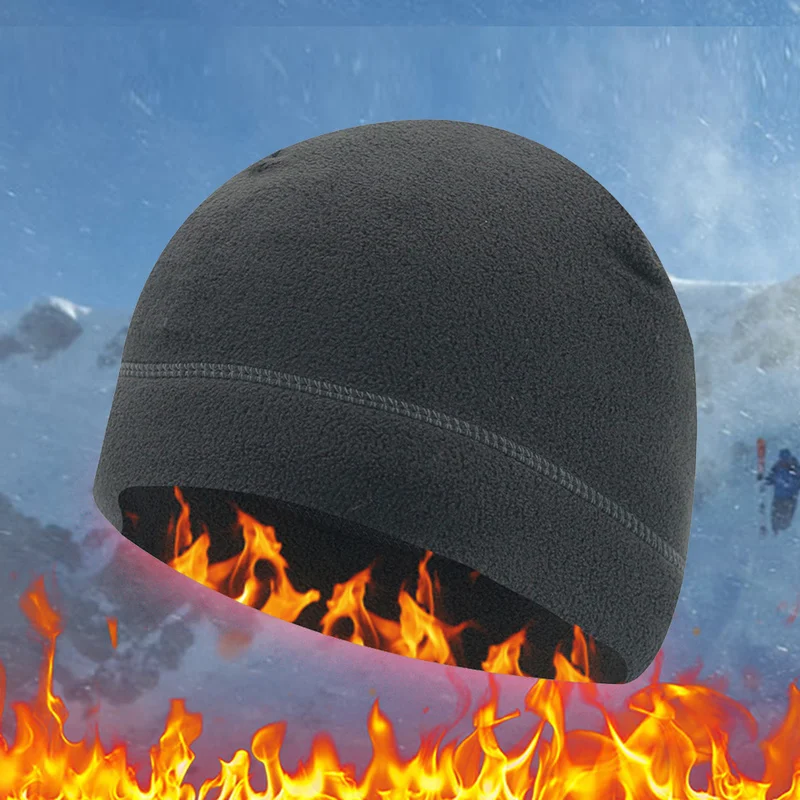 Men Polar Fleece Caps Winter Warm Outdoor Sports Skiing Cycling Cap Hat Windproof Soft Beanie Cap Women Ski Bike Hat Caps