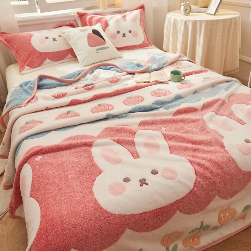 Snowflake Flannel Blanket Sheets Winter Soft Warm Thickening Multi-purpose 3D Plus Velvet Bed Single Double Cover Blanket