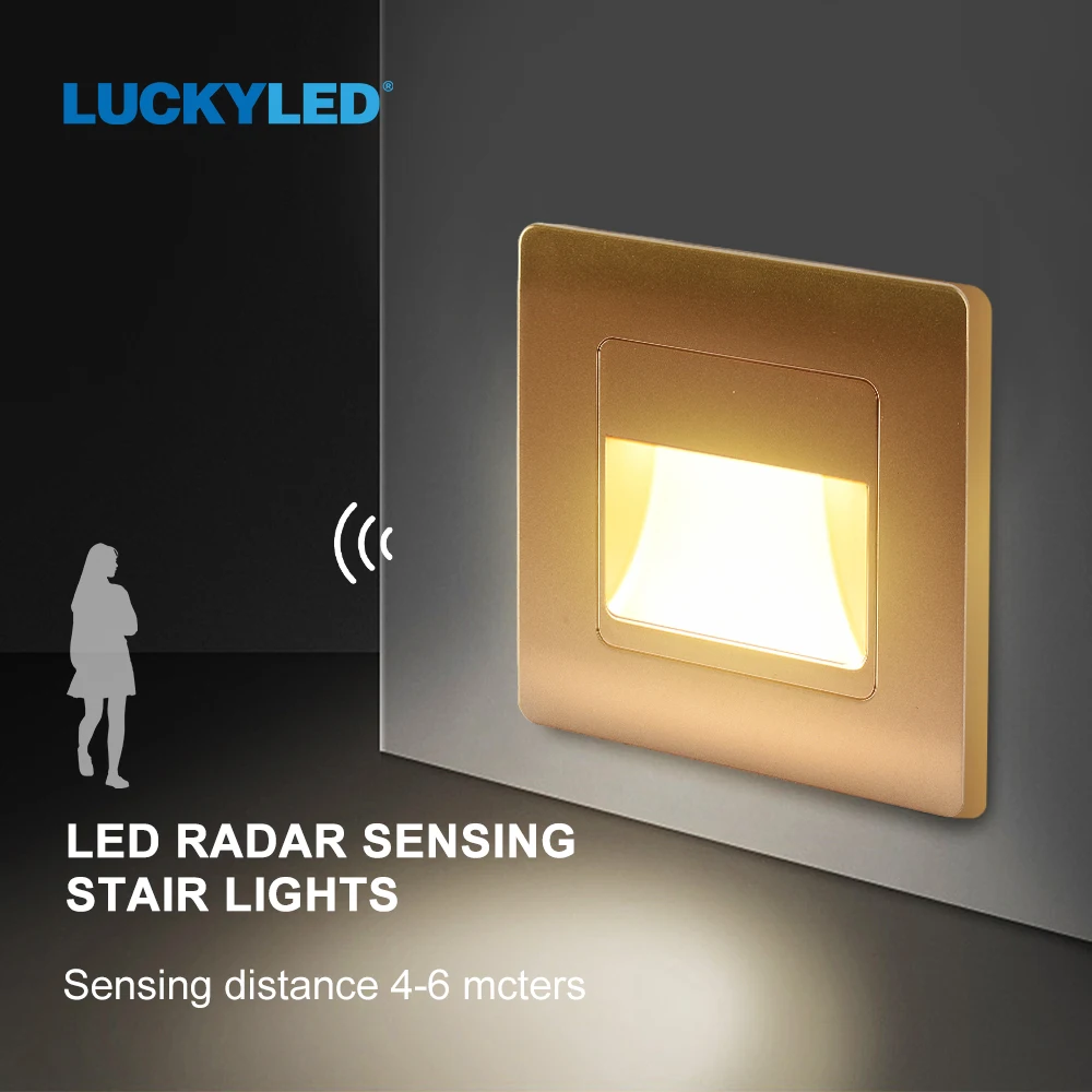 LUCKYLED  Wall Light  ACRadar Sensor AC85-265V Underground Step Stair Lights Wall Lamps IP20  Corner Footlight Led Wall Lighting