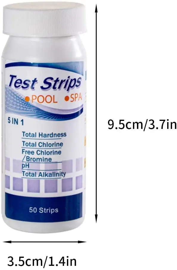 50 Stück Mehrzweck 5 in 1 Chlor PH Teststreifen SPA Schwimmbad Wasser Tester Papier Härte Werkzeug – Detail 2