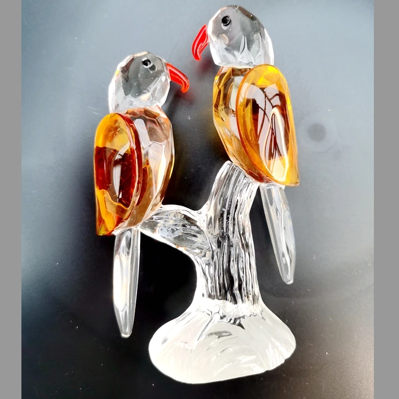 1 Pair Crystal Glass Parrots Decorated Ornaments Wedding Gifts