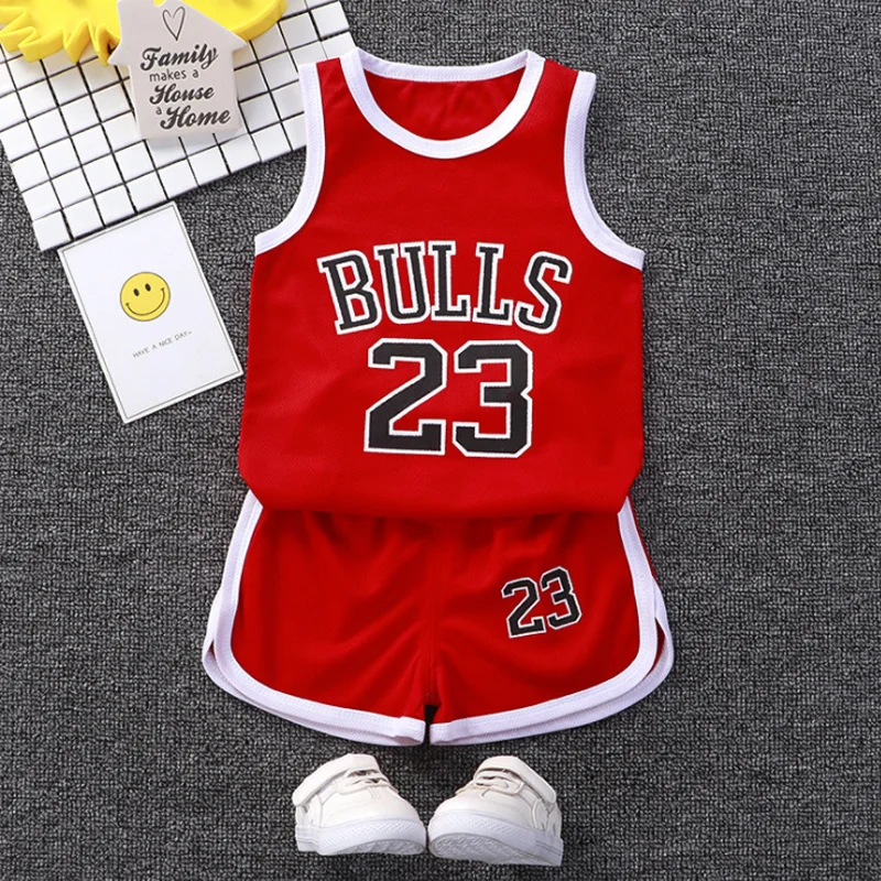 Boys Sports Basketball Summer Casual Sleeveless Vest+Shorts Clothes Set Baby Toddler Clothing For