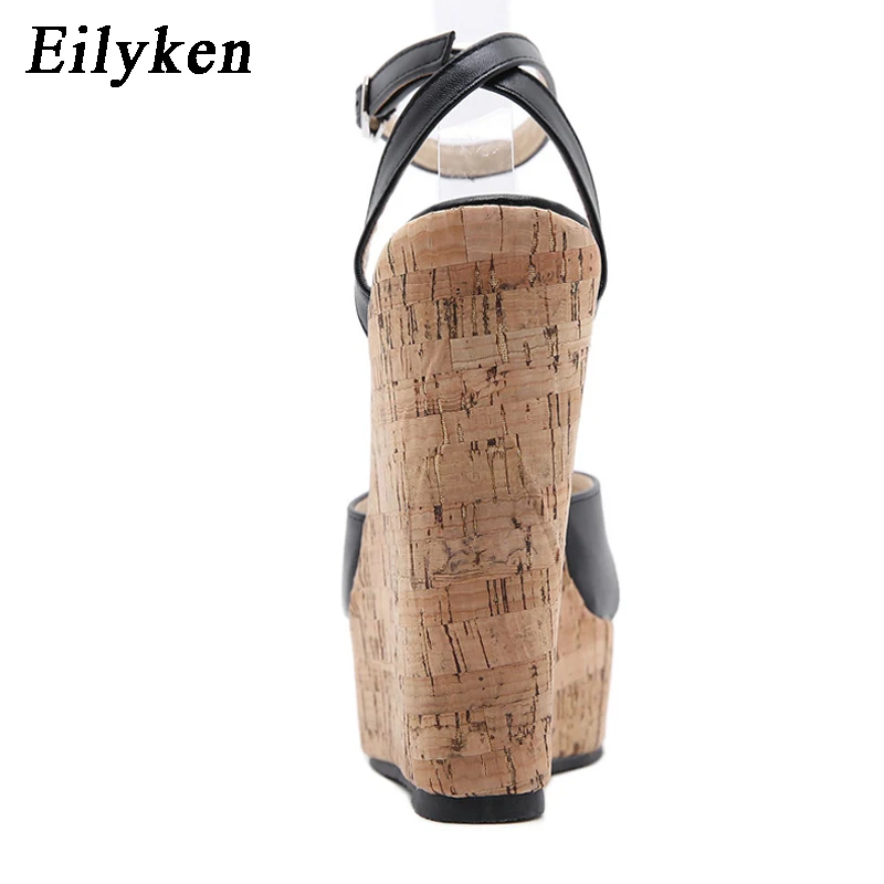 Eilyken Summer White Women\'s High Heels Hollow Out Sandals Platform Buckle Wedges Front Open Toe Ladies Shoes