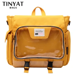 TINYAT Korean Girl Backpack For Women Waterproof Fashion Transparent Backpack PVC School Bag Tote For Tennage Shoulder Doll Bag