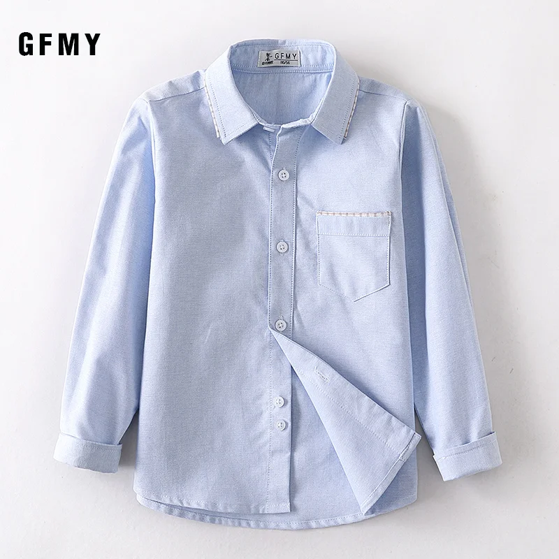 2021 Autumn New Shirts Boys Classical 100% Cotton Long-Sleeve Shirts Kids Children 4 Year-14 Years Teen Tops