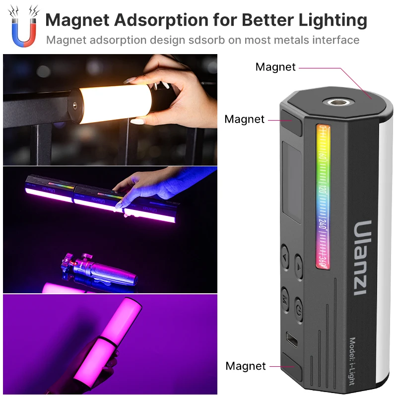 Ulanzi i-Light VL119 RGB Handheld Light Wand LED RGB Stick 2500-9000K Photography Lighting Magnetic Tube Light for Video Vlog