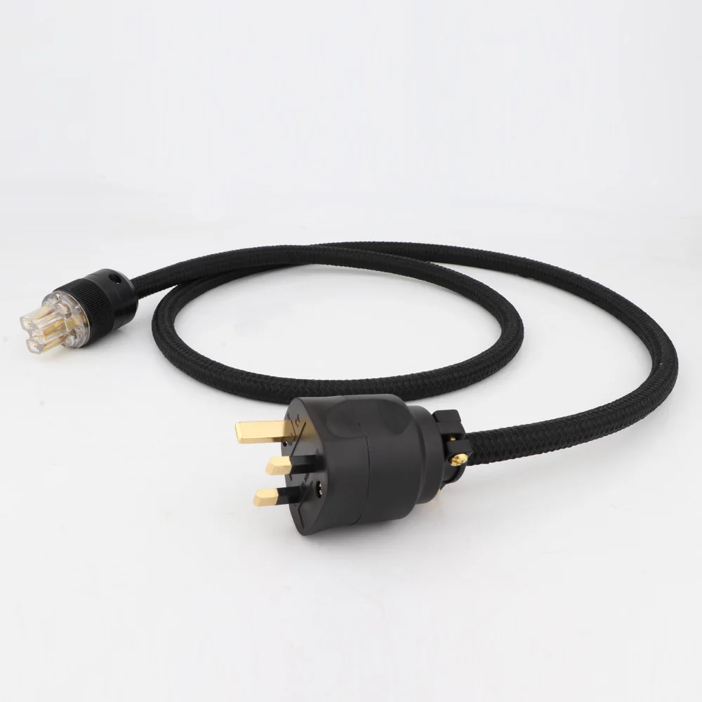 HIFI Amplifier OFC Copper Gold Plated UK IEC AC Female Male Power Plug Power Cable