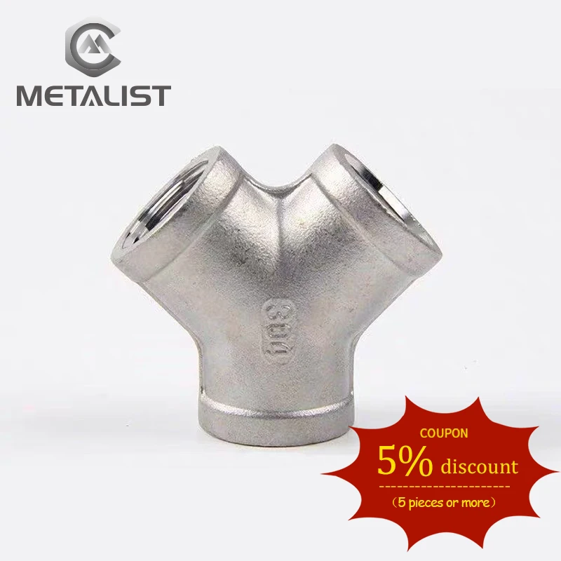 METALIST DN50 SS304 Y Shape Three Way Female*F*F Thread Pipe Fittings Y Type  Adapter/Connection for Water