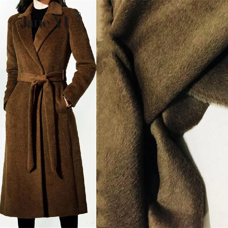 

JaneYU High Grade Woollen Fabric Autumn Winter Coat Suit Skirt, Garment long wool alpaca fabric long wool smooth fabric