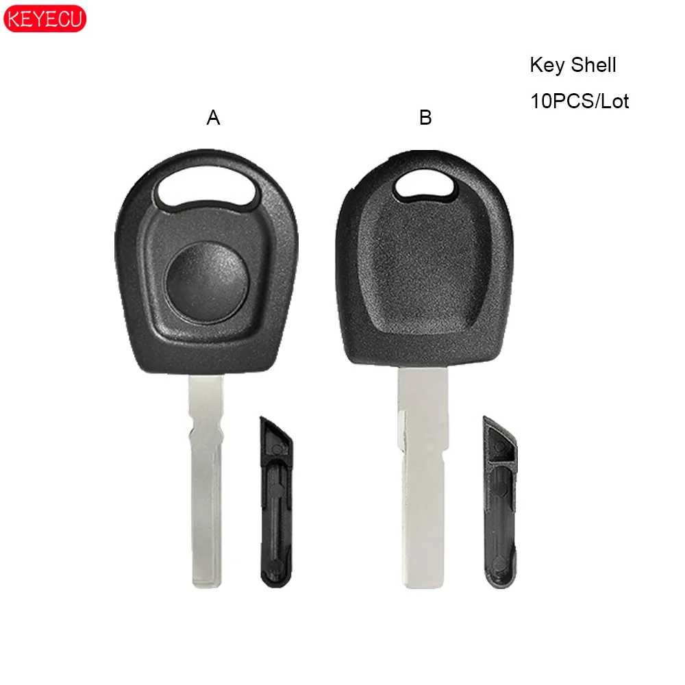 

KEYECU 10PCS/Lot Transponder Key Shell Case With Plug Fob for Volkswagen VW No Logo