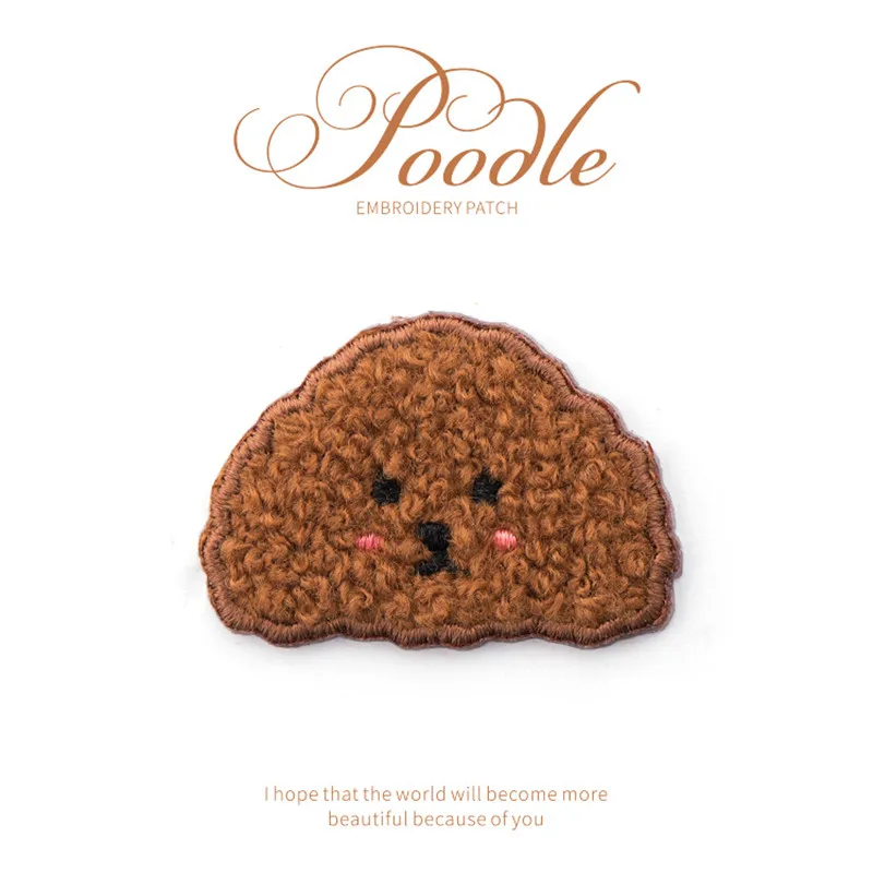 AHYONNIEX cute mini poodle embroidery sticker patches hand account ipad clothes diy backpack decoration iron on patch stickers