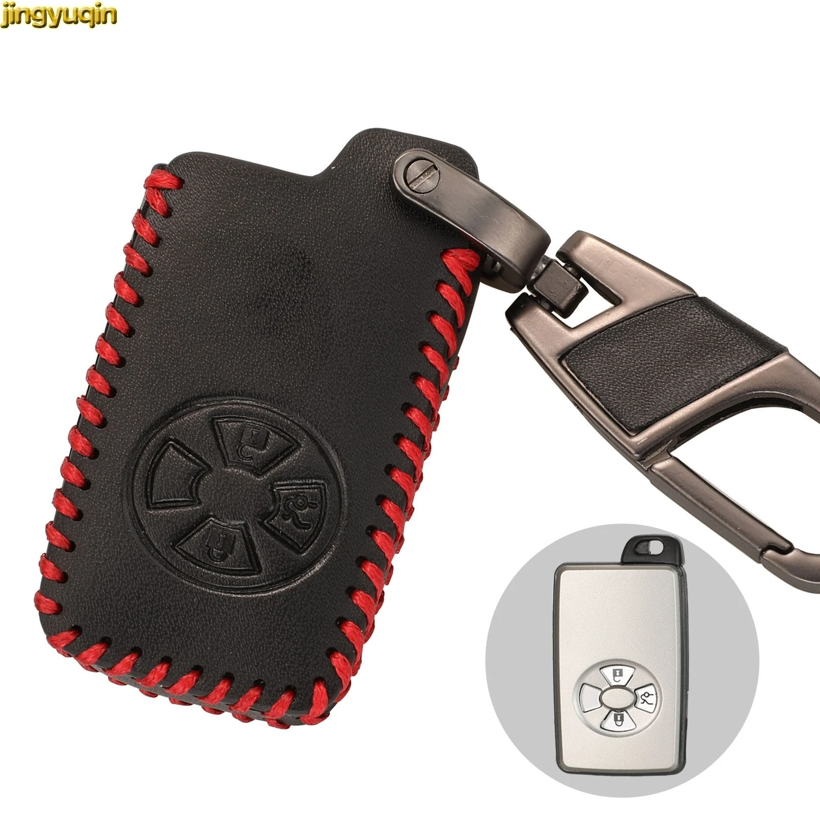 

Jingyuqin 20pcs Remote Car Key Leather Case Cover For Toyota RAV4 2009 2011 RAV 4 Yaris 2011 3 Buttons Smart Keychain Keys Ring