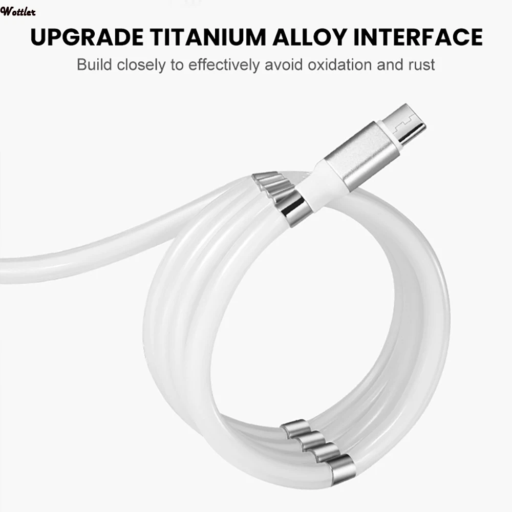 자기 흡수 데이터 충전기 케이블 화웨이 명예 30 Pro 9x Xiaomi Fast Retractable Easy Storage 용 USB 유형 C 케이블