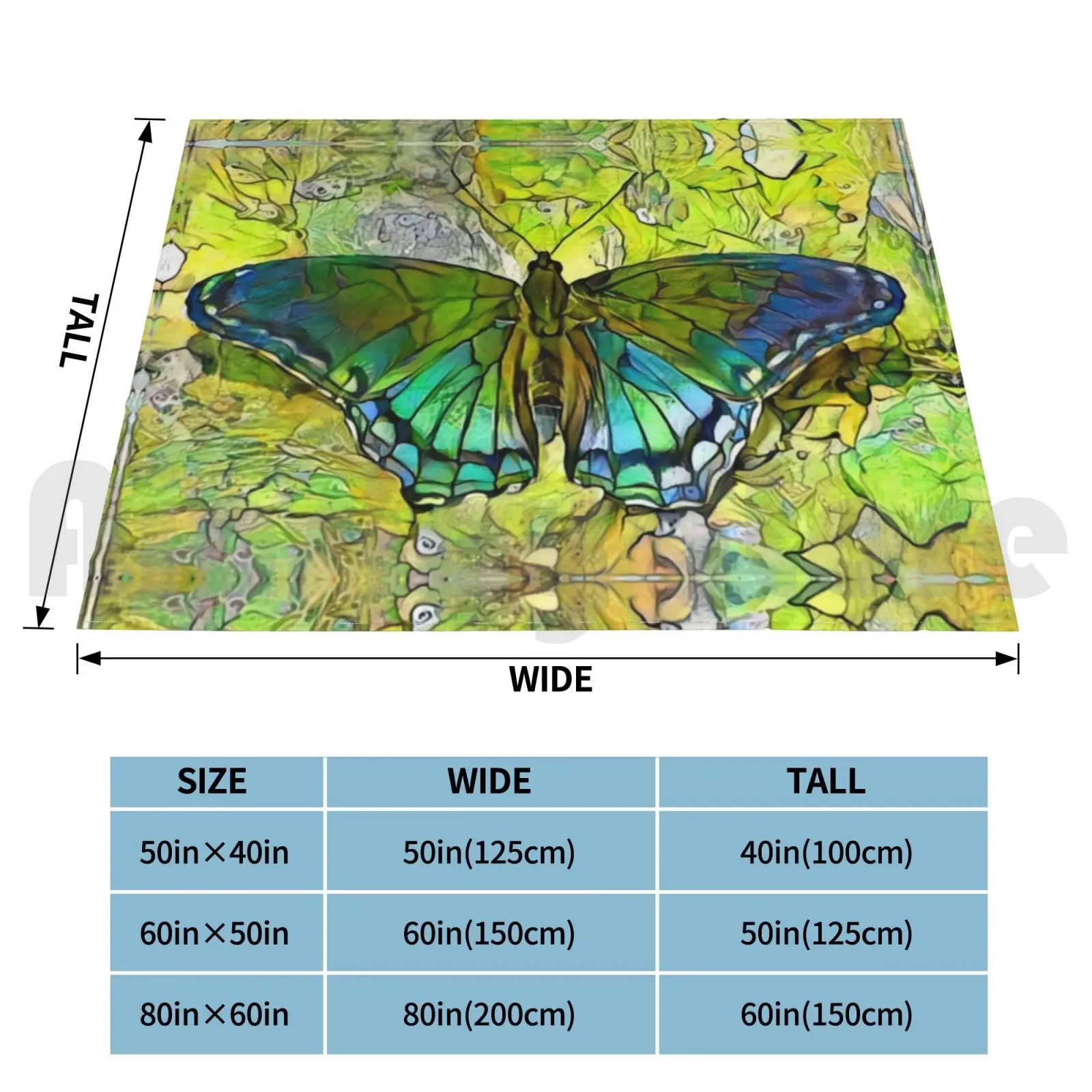 If Flew Green Blanket Fashion Custom Butterflies Green Blue Yellow Abstract Papilio Glaucus Animal Wildlife Tiger