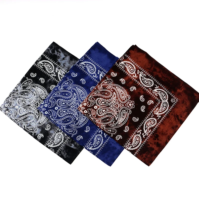 Retro Old Color Blue Black Coffee Cotton Paisley Bandanas Men Tie Dye HeadScarves Women Hiphop Headband Riding Masks Headwear