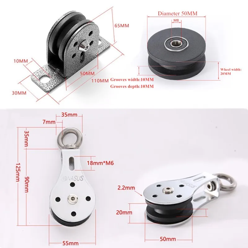 Fitness Stainless Steel Pulley 300KG Bearing Home DIY Lifting Workout Equipment Gym Mute Cable Silent Wheel Machine Accessories