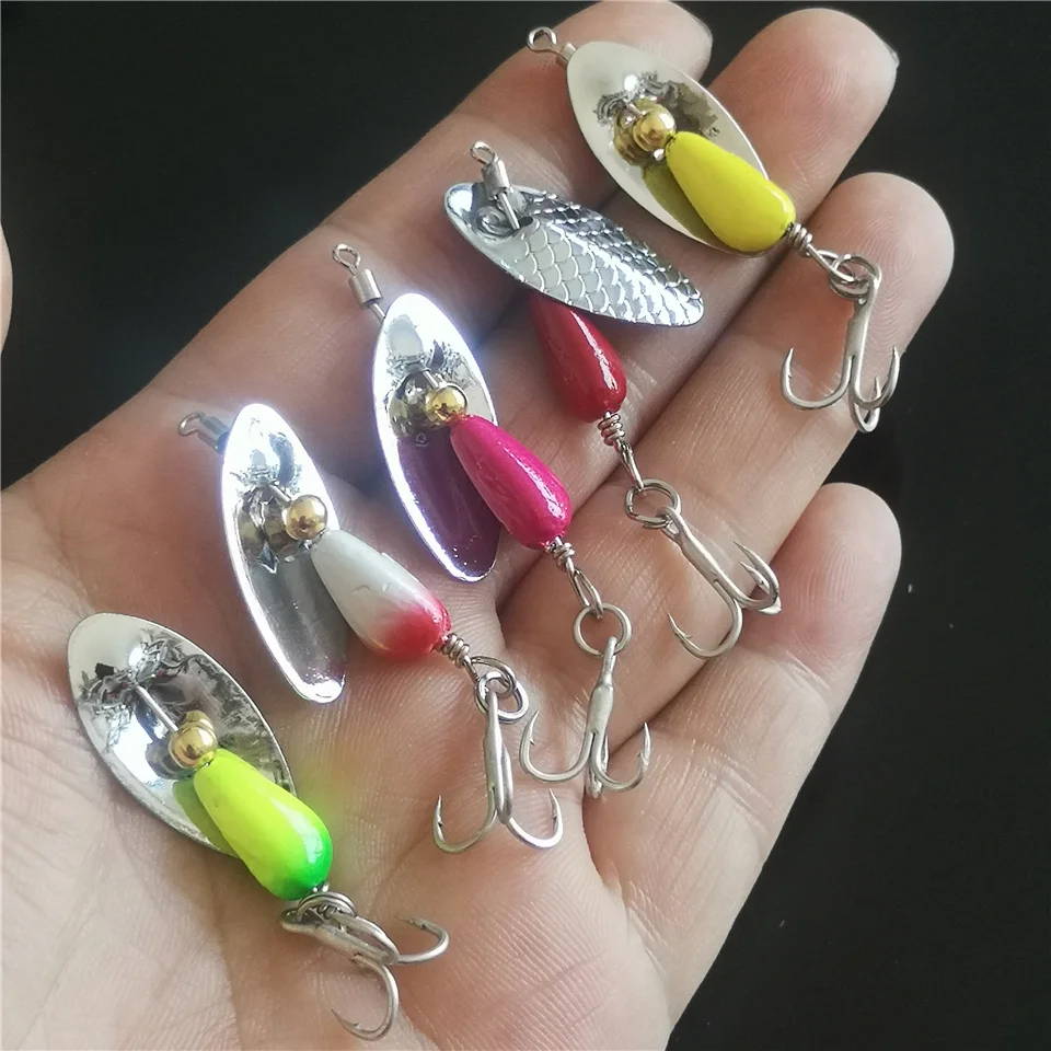 5PCS/LOT Mini Jig Fishing Lure 1.9g/2.5g/3.2g/4.5g Microjigging Spinner Spoon Hard Bait Crankbait Spinner Fishing Tackle