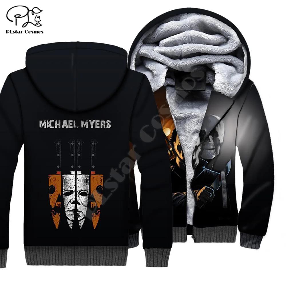 PLstar Cosmos ฮาโลวีน Michael Myers สยองขวัญ Terror ผู้ชาย/ผู้หญิง3DPrint ฤดูใบไม้ร่วงฤดูหนาว Warm Coat ขนแกะ Zip hoodies A4