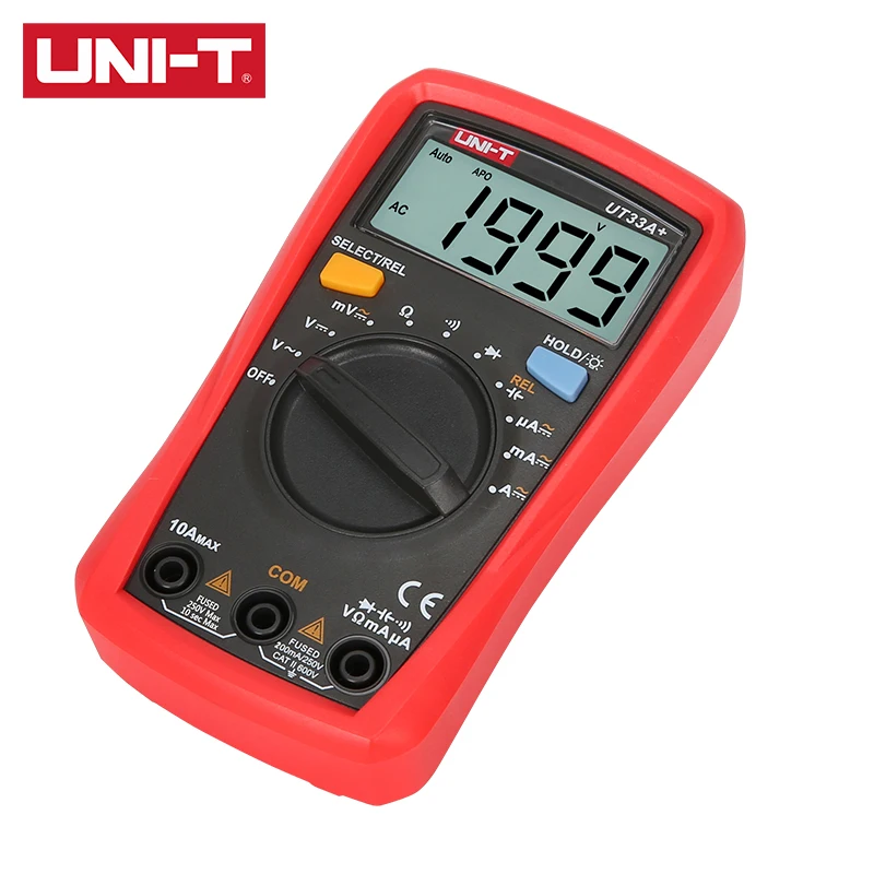 UNI-T UT33A+ UT33B+ UT33C+ UT33D+ Palm Size Multimeter CAT II 600V LCD display test lead hanging groove Ergonomic design