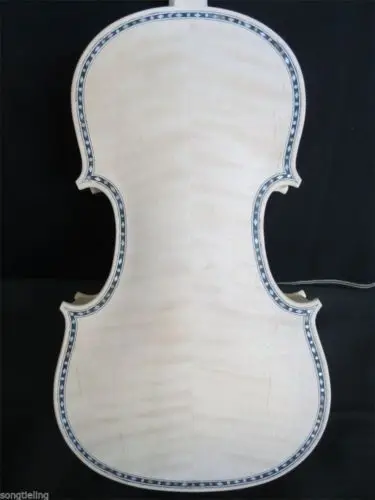 كمان غير مكتمل 4/4 خشب متين كمان جميل، غلاف مطعم، ضلع منحوت، رقبة # 13988 #2