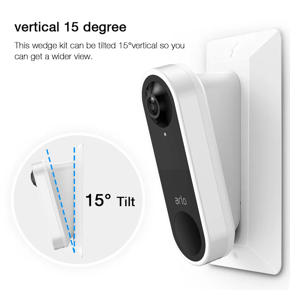 Doorbell Wall Plate for Arlo Video Doorbell,Stylish Sturdy Downward 15 Degree Wedge Bracket with Screws,Durable Easy to Install