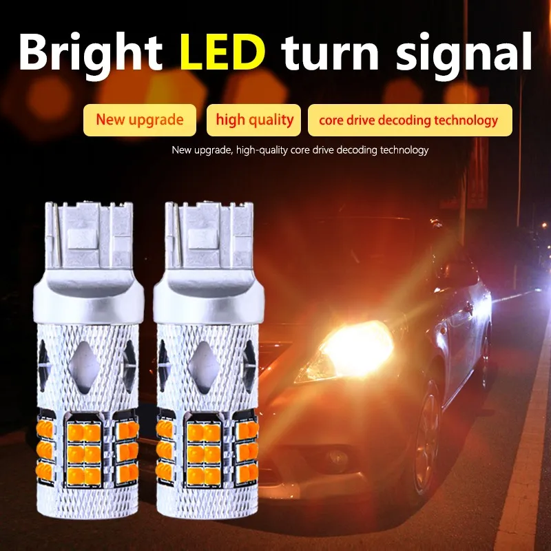 

T20 Car New Led Anti-Stroboscopic High Decoding Super Bright Turn Signal 1156 Crooked Angle Short Double Flashing Light Bulb