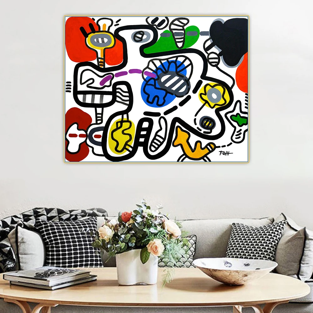 Desarticulation du systeme global, by Jean Pierre Petit Abstract cartoon Canvas Oil Painting Aesthetic Picture Home Decoration