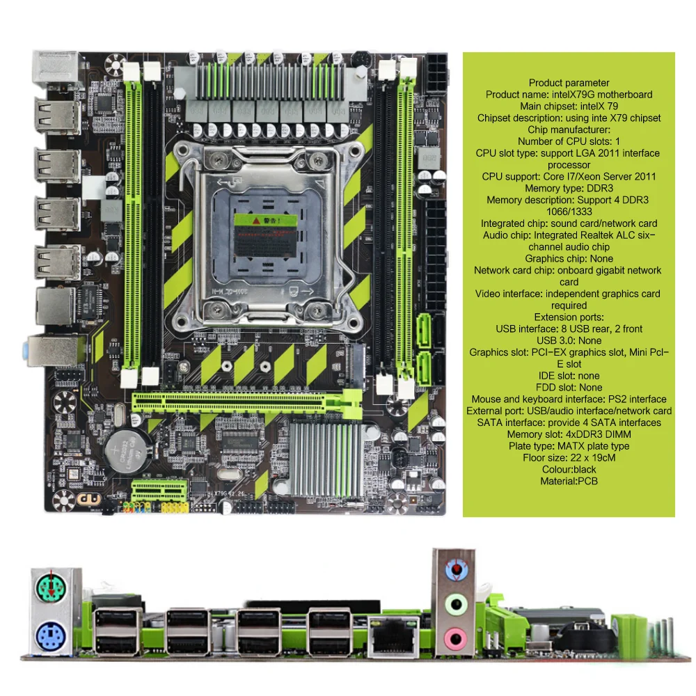 X79 motherboard LGA2011 E5 2689 CPU 4pcs x 4GB = 16GB DDR3 1333Mhz 10600 ECC REG Memory Set M-ATX combos M.2 SSD