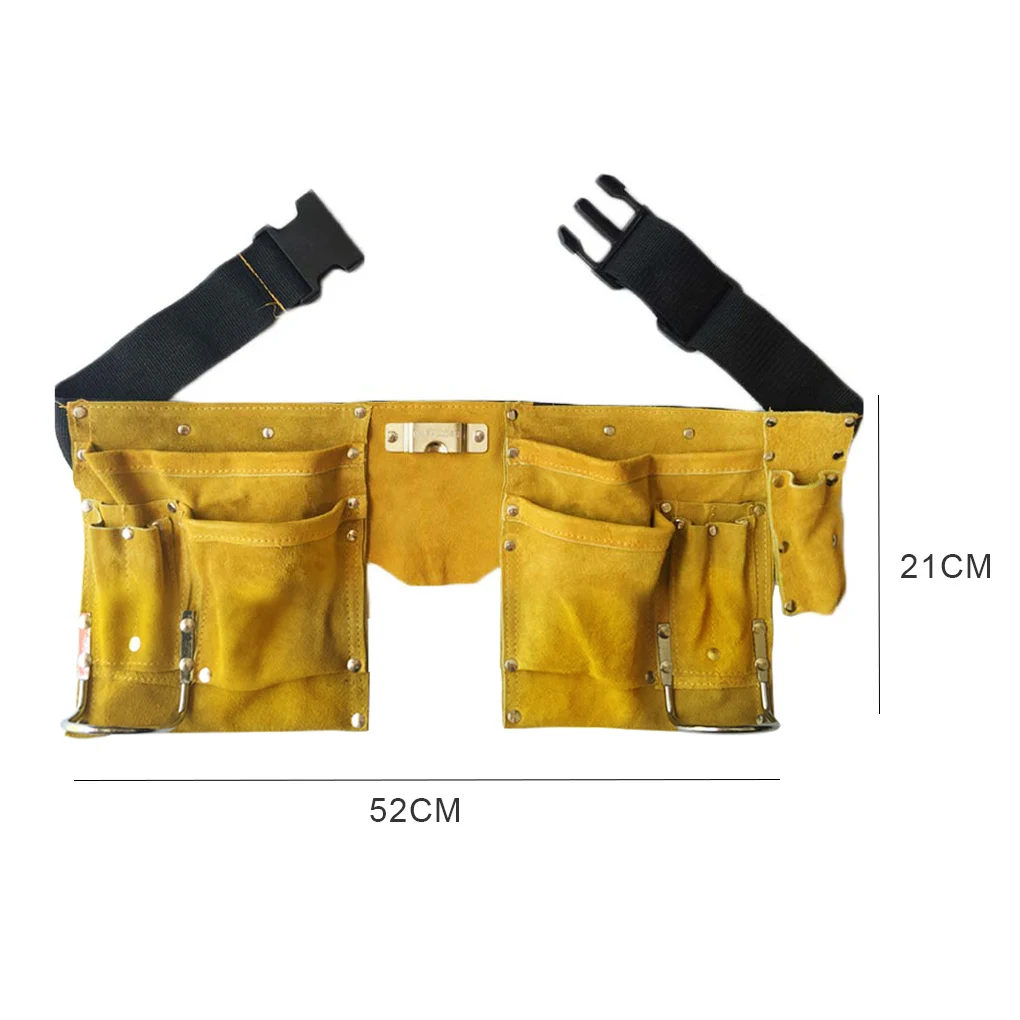 Waist Pouch Belt Leather Tool Belt Quick Release Buckle Carpenter Construction Work Apron Tool Storage Pouch Belt Hand Tool