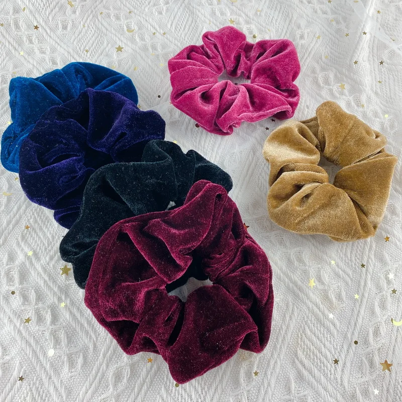 2021 Korea Velvet Scrunchie for women elastic hair bands girl Solid Color Headband Ponytail Holder Hair Ties hair Accessoires