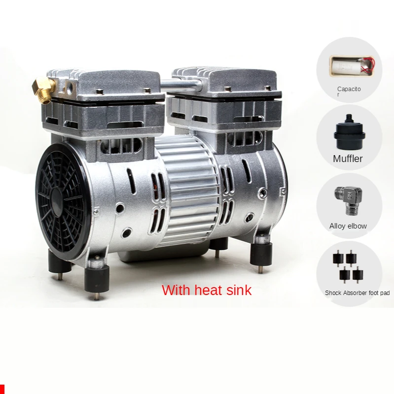 750W Copper Wire Oil-Free Silent Air Pump Air Compressor Head Small Air Pump Head Motor With Silencer 1380RPM 60L/MIN