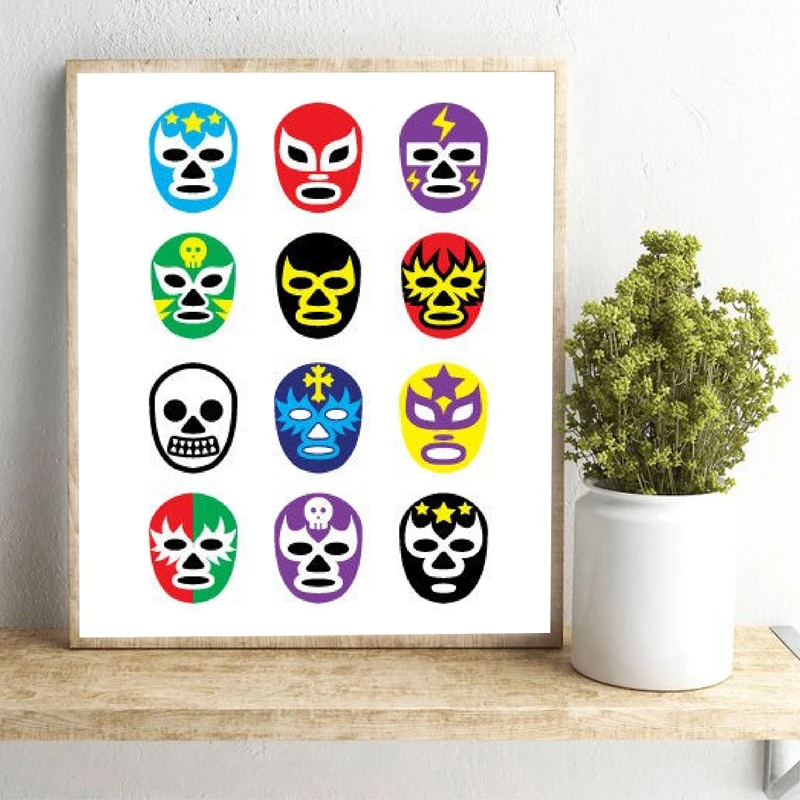 Lucha Libre Print Mexico Wall Art Picture Canvas Painting Wrestling Poster Art Lucha Libre Mask Prints Home Wall Decoration