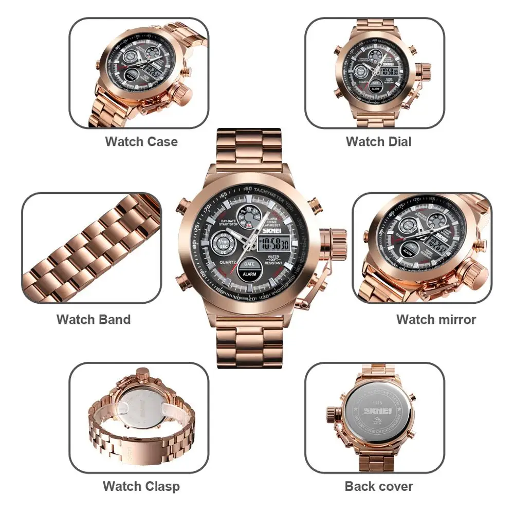 Skmei Fashion Men Sport Watch 2Time Display Quartz Digital Clock Waterproof Military Luminous Chrono Wristwatch relogio masculin