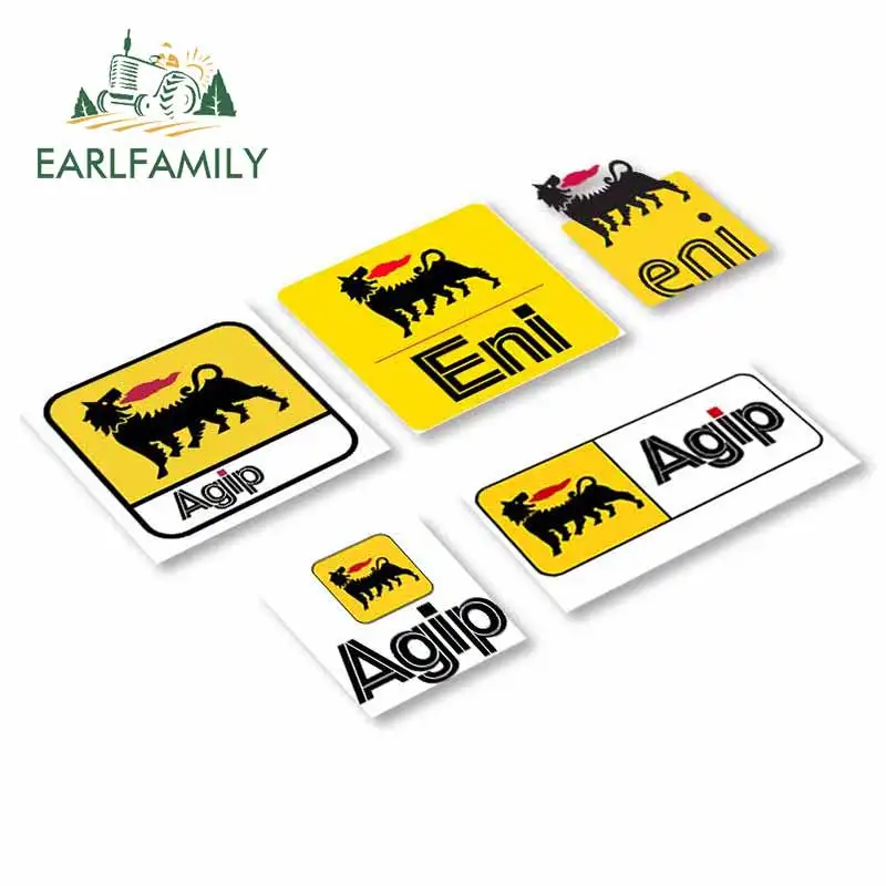 EARLFAMILY 13cm For Agip Logo Funny Car Sticker for GTR Vinyl JDM Camper Trunk Truck Graphics Vintage Drag Racing Decal