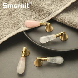 Natural Crystal Brass Handles Luxury Furniture Handles for Cabinets and Drawers Door Knobs Kitchen Cupboard Wardrobe Pulls