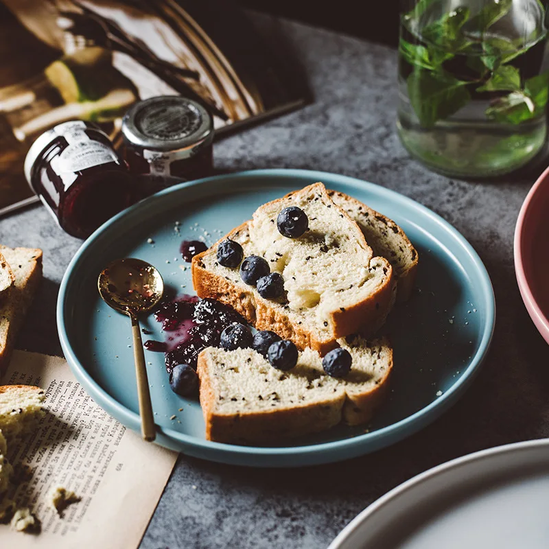 Schieten Fotografie Voedsel Servies Effen Kleur Keramische Platen Eenvoudige & Creativiteit Rundvlees Plaat Ronde Dessert Salade Gerechten