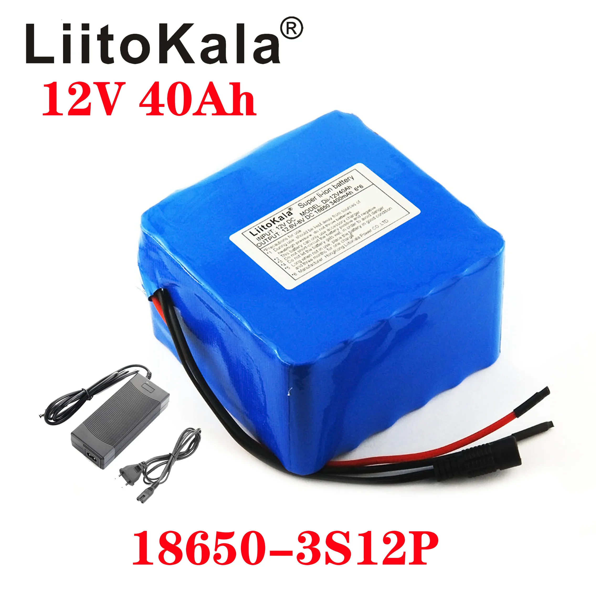 

LiitoKala 12V 40Ah 3S12P 11.1V 12.6V Lithium Battery Pack for Inverter Xenon Lamp Solar Street Light Sightseeing Car Etc