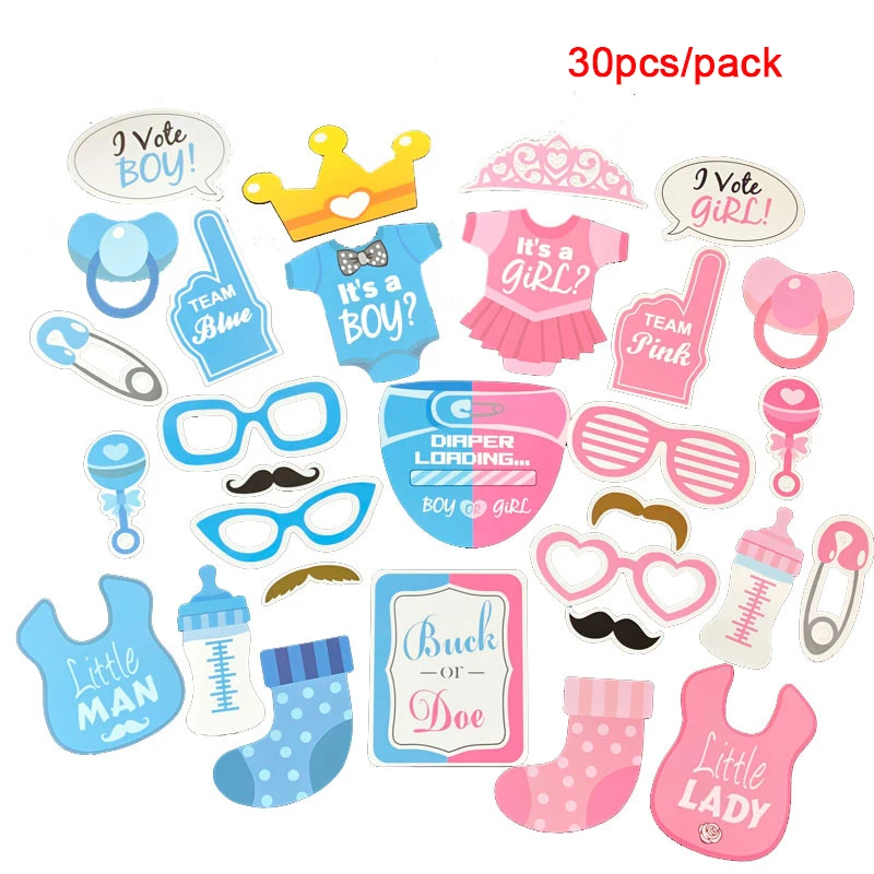 Baby Photo Booth Props for Photography Gender Reveal Party Boy or Girl Shower Birthday Party Supplies Babyshower Girl/boy