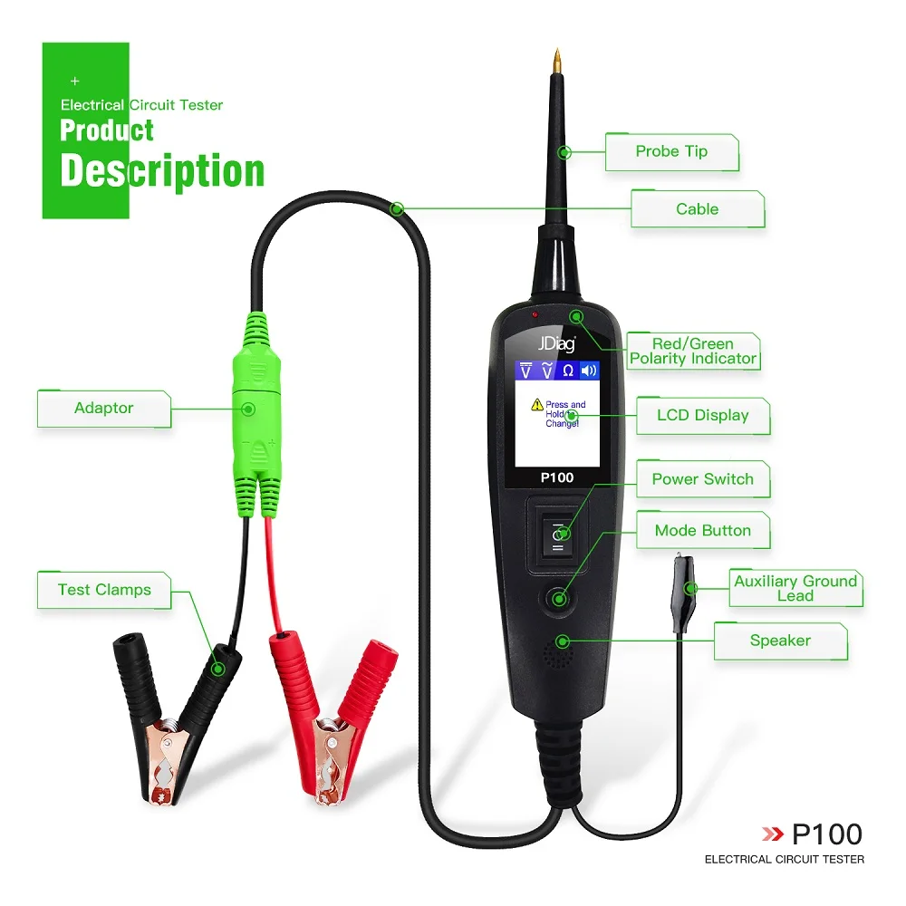 100% original Electric Circuit Tester P100 Power Probe More Power than AUTEK YD208 Autel PS100 auto Electric System testing pen