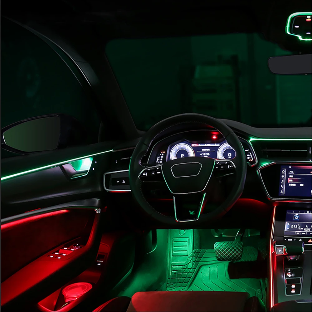 

For Audi A6 C8 2018-2021 LED Interior Atmosphere Light ambient light door light Footwell light original MMI control 32 lights