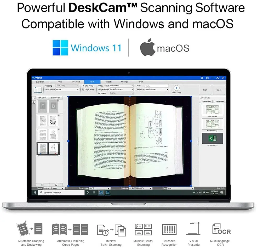 Imagem -04 - Viisan Vk16 Livro Document Scanner Alta Definição 16mp Scanner Portátil para Office Teachercapture Tamanho a3 Multi-idioma